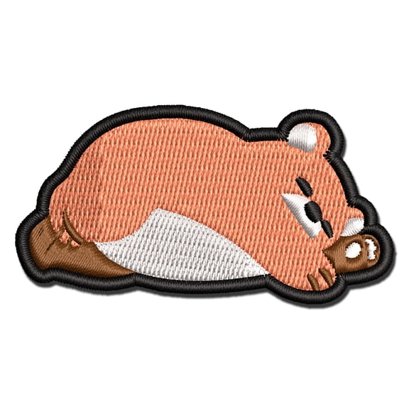 Sleeping Chubby Bear Nap Applique Multi-Color Embroidered Iron-On Patch - 3 Inch Medium
