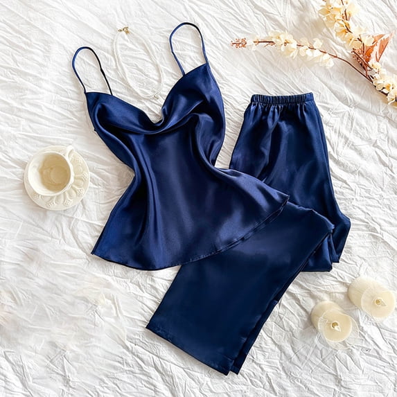 Sleeping Clothes for Women Pajamas Set Women Night Clothes for Women Women's Ice Silk Solid Color Fashion Pants Home Pajama Set