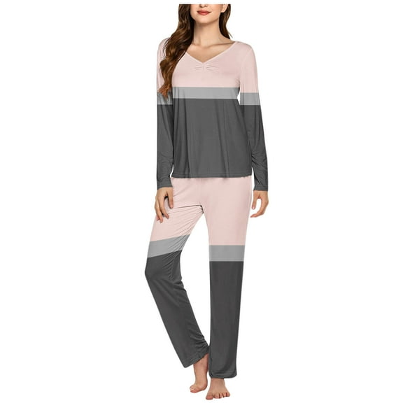 Sleeping Clothes for Women Womens Comfy Pajama Sets Night Clothes for Women Ladies' Casual Solid Color Casual Top Pants Pajama Set