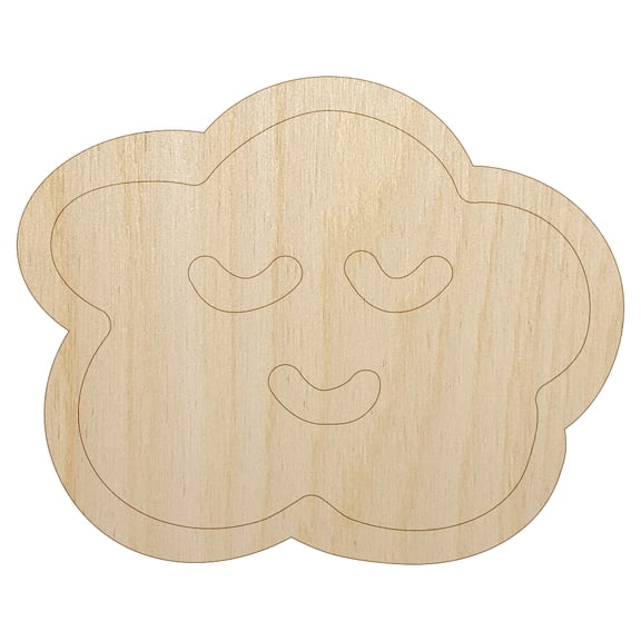 Sleeping Cloud Doodle Wood Shape Unfinished Piece Cutout Craft DIY Projects - 6.25 Inch Size - 1/4 Inch Thick