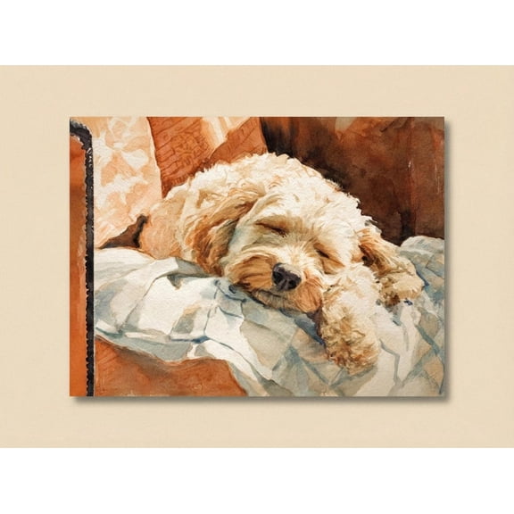 Sleeping Cockapoo Art Print, Cute Dog Wall Art, Unframed Paper Poster 8x10in