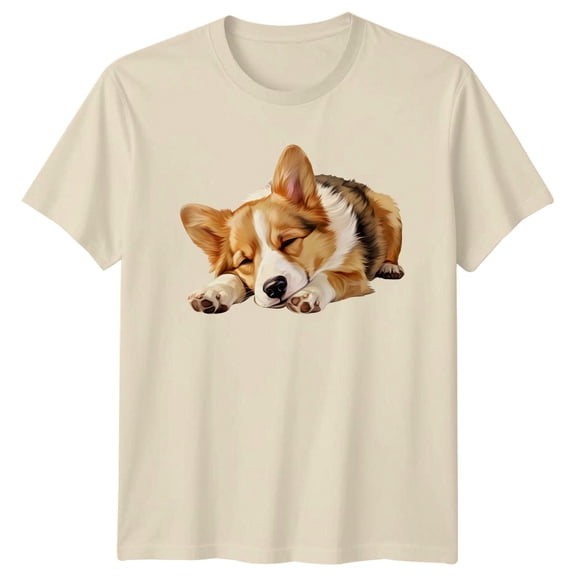 Sleeping Corgi Dog Animals Mens T-Shirt Womens Tee Graphic Unisex Top All Size S-5XL