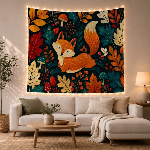 Sleeping Curled Snout with Tail Eyes Closed Expression, Mystical Fantasy for Space Lovers, Galaxy Room Decor, Mother'S Day Gift, Tapestry Wall Hanging for Bedroom and Dorm