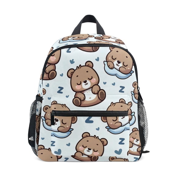 Sleeping Cute Happy Bear Mini Backpack Cute Small Backpack with Chest Strap and Whistle Ages 3-8