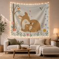 thumbnail image 1 of Sleeping Deer Mother and Baby Cuddle in a Forest, Whimsical Illustration for Nature Lovers, Woodland Animal Wall Art, Baby Shower Gift Tapestry Wall Hanging for Nursery and Bedroom, 1 of 7