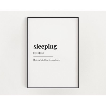 Sleeping Definition Print, Wall Art Print, Sleeping Print, Definition Print, Quote Print Home Decor #2852, Unframed Poster Size 8x12