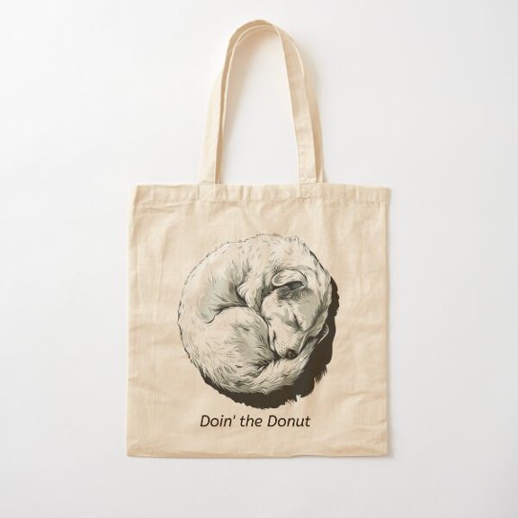 Sleeping Dog: Doin' The Donut Canvas Tote Bags, Reusable Shopping Bag