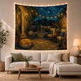 thumbnail image 1 of Sleeping Dog on Nighttime Patio, Peaceful Illustration for Art Lovers, Serene Art Decor, Birthday Gift Tapestry Wall Hanging for Bedroom and Living Room, 1 of 7
