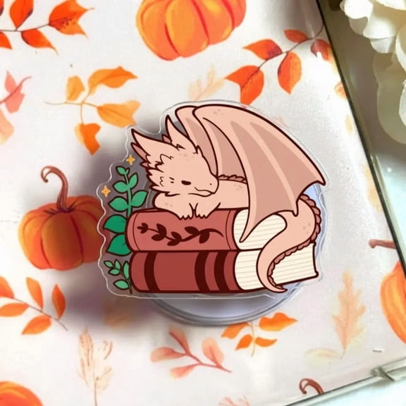 Sleeping Dragon Book Magnetic Grip Fantasy Reader Magnetic Pop Socket & Kickstand