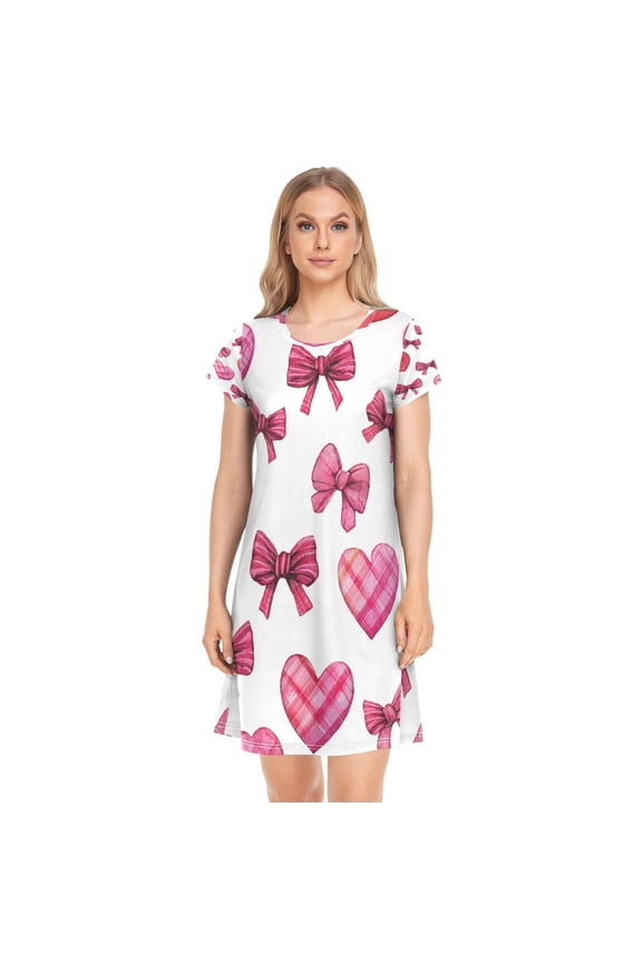 Sleeping Dress Women's Nightgowns & Sleepshirts Nightgowns for Women Soft Fabric Easy to Put on and Take off M Beautiful Pink Heart