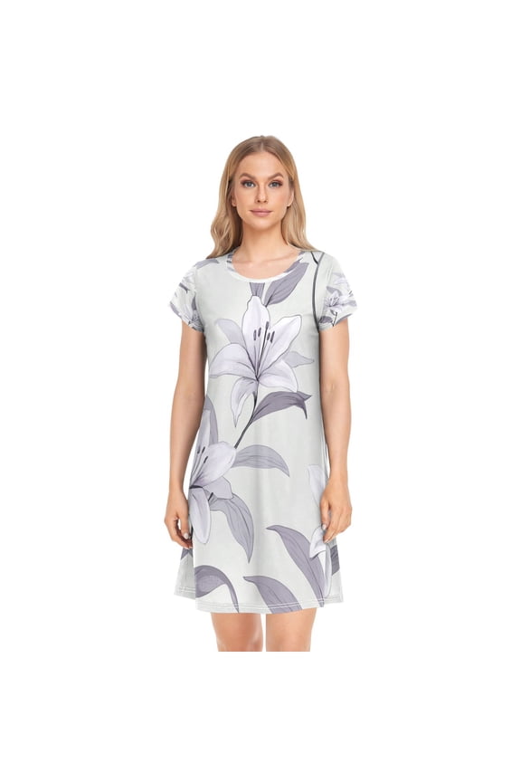 Sleeping Dress Women's Nightgowns & Sleepshirts Nightgowns for Women Soft Fabric Easy to Put on and Take off M Super Beautiful Purple Flowers