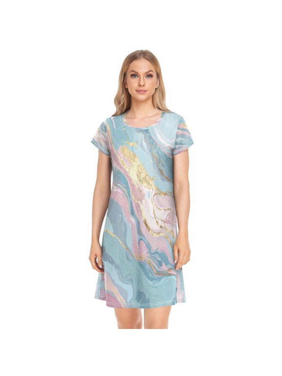 Sleeping Dress Women's Nightgowns & Sleepshirts Nightgowns for Women Soft Fabric Easy to Put on and Take off S Blue Pink Colors
