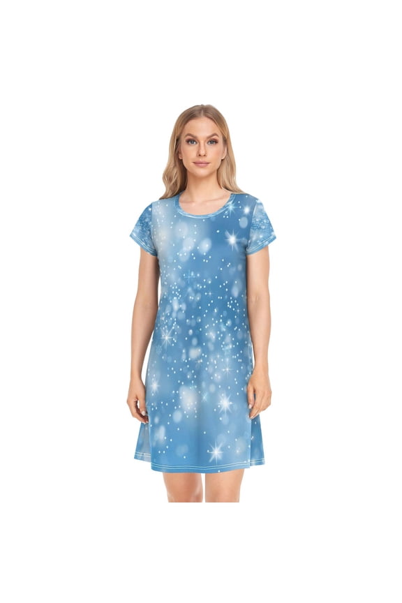 Sleeping Dress Women's Nightgowns & Sleepshirts Nightgowns for Women Soft Fabric Easy to Put on and Take off S Blue Star