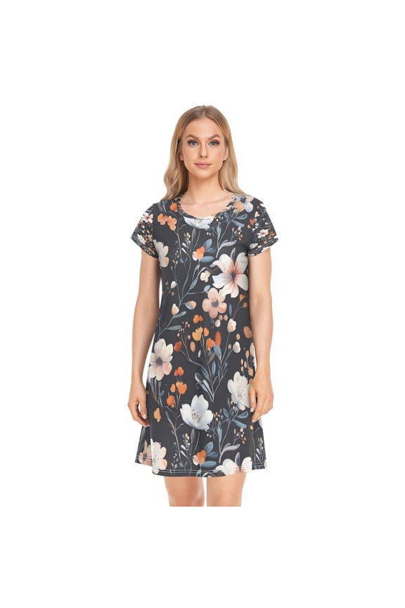 Sleeping Dress Women's Nightgowns & Sleepshirts Nightgowns for Women Soft Fabric Easy to Put on and Take off XL Little White Flower