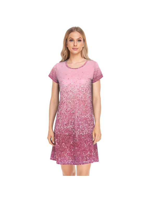 Sleeping Dress Women's Nightgowns & Sleepshirts Nightgowns for Women Soft Fabric Easy to Put on and Take off XL Pink Beads