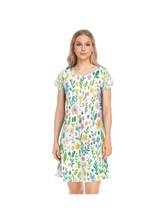 Sleeping Dress Women's Nightgowns & Sleepshirts Nightgowns for Women Soft Fabric Easy to Put on and Take off XL Super Beautiful Little Flowers