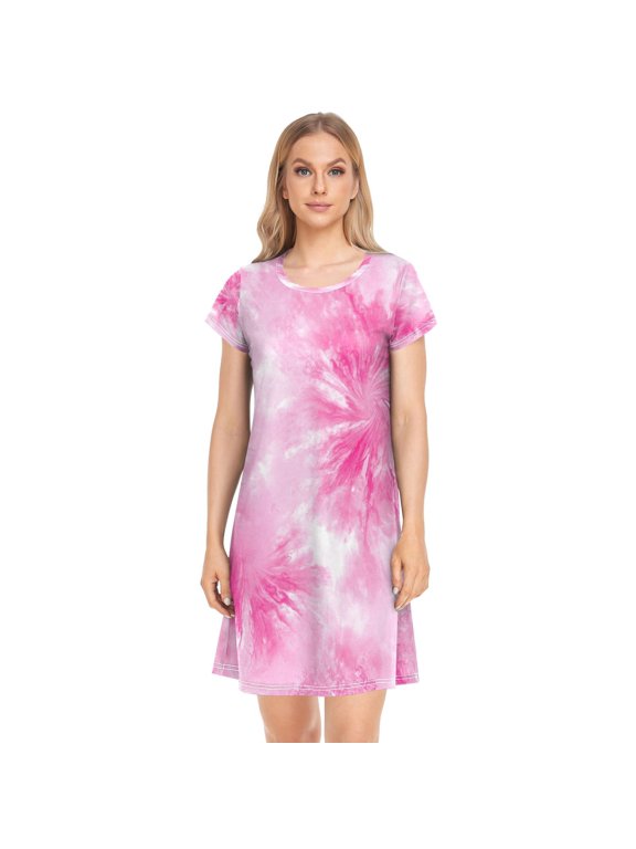 Sleeping Dress Women's Nightgowns & Sleepshirts Nightgowns for Women Soft Fabric Easy to Put on and Take off XXL Pink Pattern