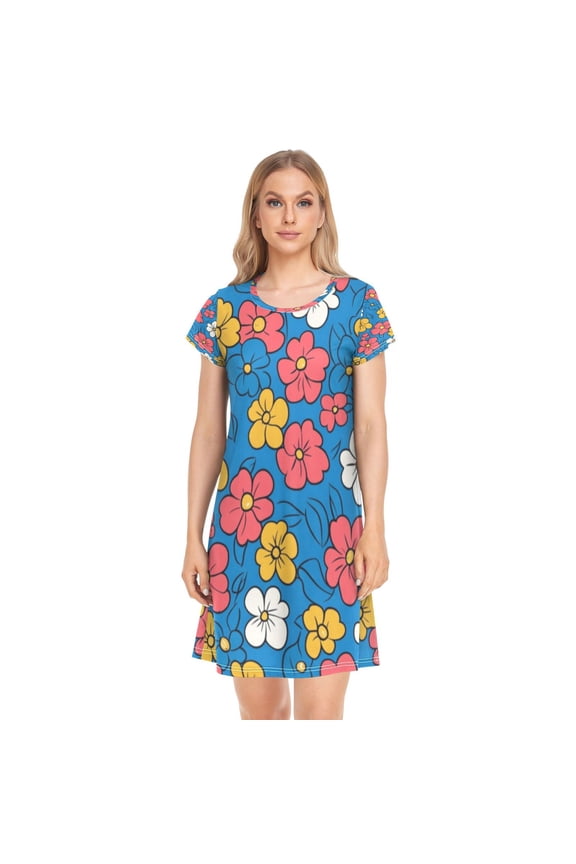 Sleeping Dress Women's Nightgowns & Sleepshirts Nightgowns for Women Soft Fabric Easy to Put on and Take off XXL Pretty Flower Seamless