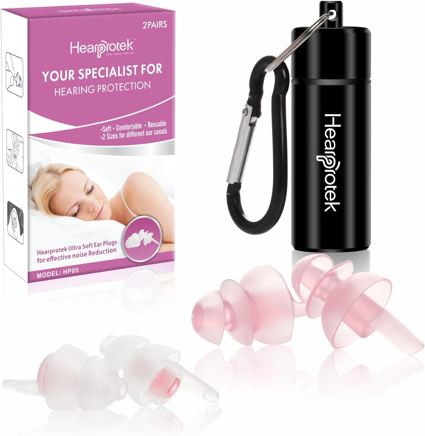 Sleeping Ear Plugs, Hearprotek 2 Pairs Ear Plugs (32db & 30db) Ultra