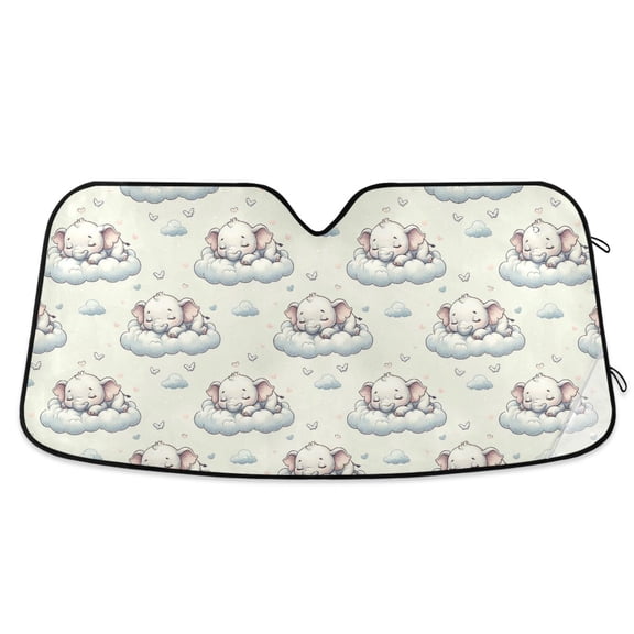Sleeping Elephants on Clouds Car Windshield Sun Shade Foldable Car Front Window Visor Heat and UV Protection 55x27.6