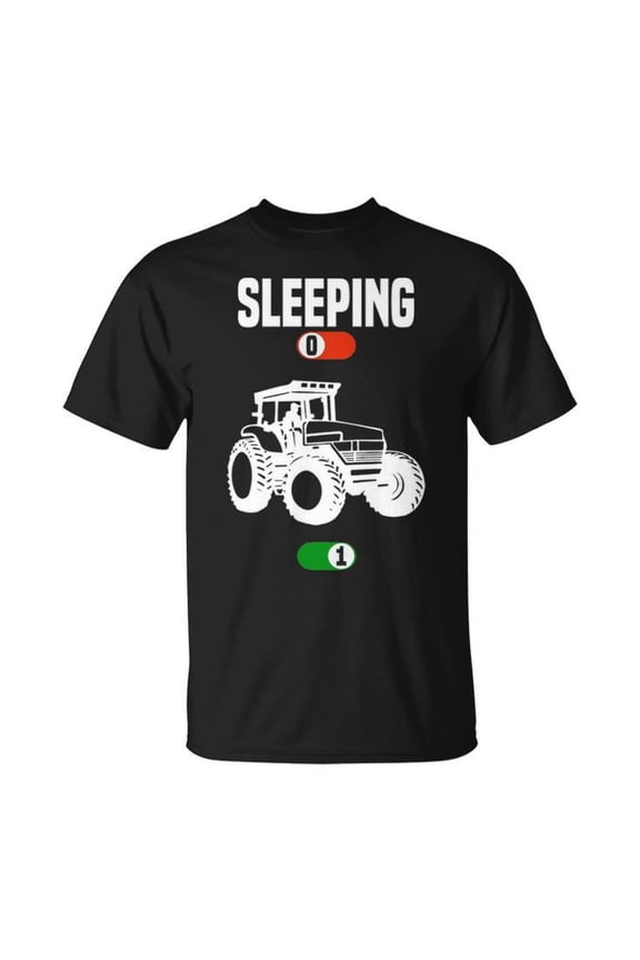 Sleeping Farmer Tractor Graphic Tee Unisex Adult Cotton Farming Humor Design T-Shirt for Country Life Agriculture Casual Wear, Size 2XL, Color Black