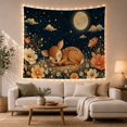 thumbnail image 1 of Sleeping Fawn on Wildflowers with Moonlit Sky, Dreamy Illustration for Animal Lovers, Nature Wall Decor, Halloween Gift, Tapestry Wall Hanging for Bedroom and Living Room, 1 of 7