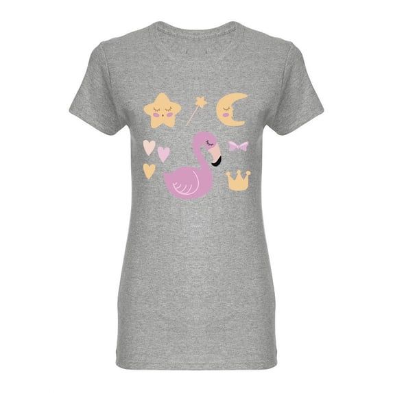 Sleeping Flamingo Shaped T-Shirt Women -Image by Shutterstock, Female x-Large