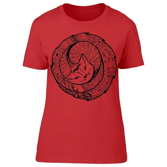 Sleeping Forest Cat T-Shirt Women -Image by Shutterstock, Female Medium