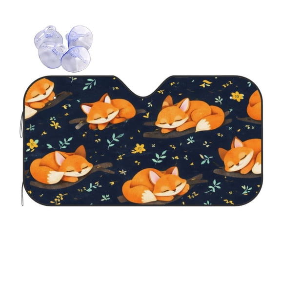 Sleeping Fox Car Windshield Sun Shade Universal Fit Auto Sun Visor Protector
