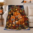 thumbnail image 1 of Sleeping Fox Family Winter Scene Festive Evergreen Wreath, Festive Woodland Scene, Warm Flannel Blanket for Cabin and Lodge, Wildlife Lovers Housewarming Gift, Rustic Home Decor, 1 of 9