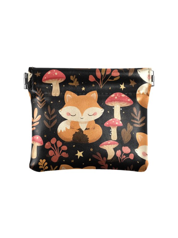 Sleeping Fox Wallet Small PU Leather Change Pouch Wallet for Women
