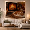 thumbnail image 1 of Sleeping Golden Retriever By Stone Fireplace In Warm Light, Cozy Rustic for Dog Owners, Detailed Artwork Christmas Gift, Tapestry Wall Hanging for Living Room and Bedroom, 1 of 7