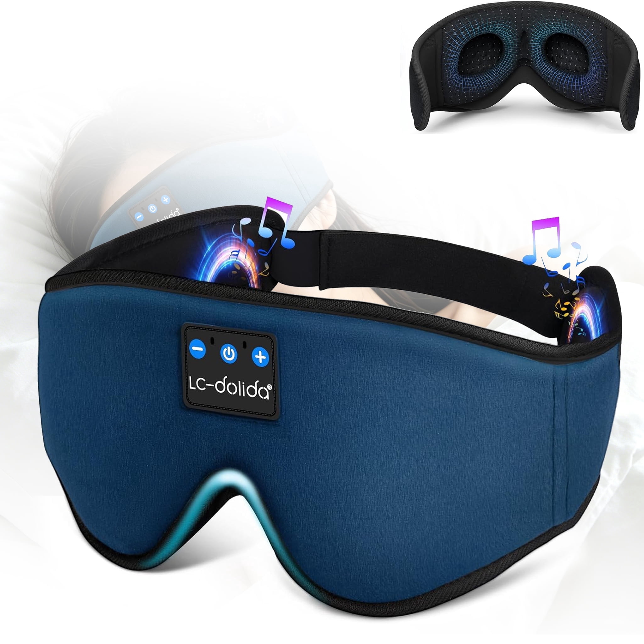 Sleeping Headphones Eye Mask, Sleep Mask for Men Women, 3D Breathable Soft Comfortable Eye Mask for Travel, Wireless Music Sleep Cover for Side Sleepers Nap Insomnia Air Travel Meditation