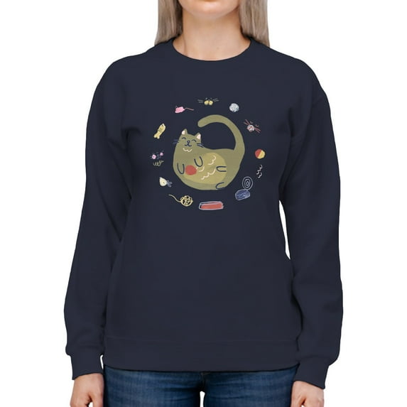 Sleeping Kitten Sweatshirt Women -June Erica Vess Designs, Female 5X-Large