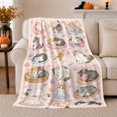 thumbnail image 1 of Sleeping Kittens Watercolor Pink Pattern Whimsical Gentle, Playful Pet Portrait Pattern, Warm Flannel Blanket for Living Room and Bedroom, Cat Lovers Just Because Gift, Pet Lover Home Decor, 1 of 9