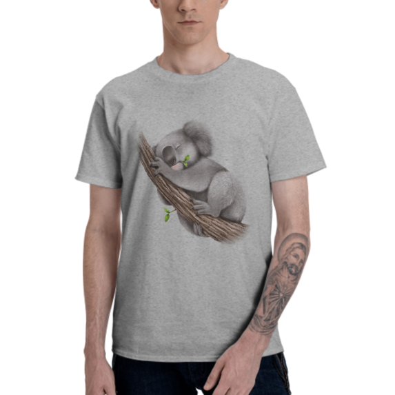 Sleeping Koala Men's T-Shirt Cotton 100% Summer Tops Fashion Casual Sleeping Koala Short Sleeves for Men Women Round Collar Top Tees