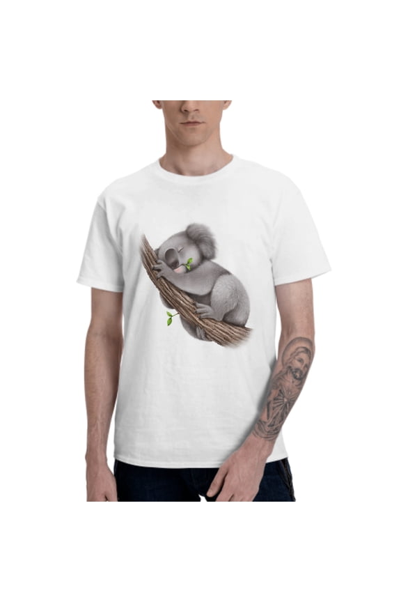 Sleeping Koala Men's T-Shirt Cotton 100% Summer Tops Fashion Casual Sleeping Koala Short Sleeves for Men Women Round Collar Top Tees