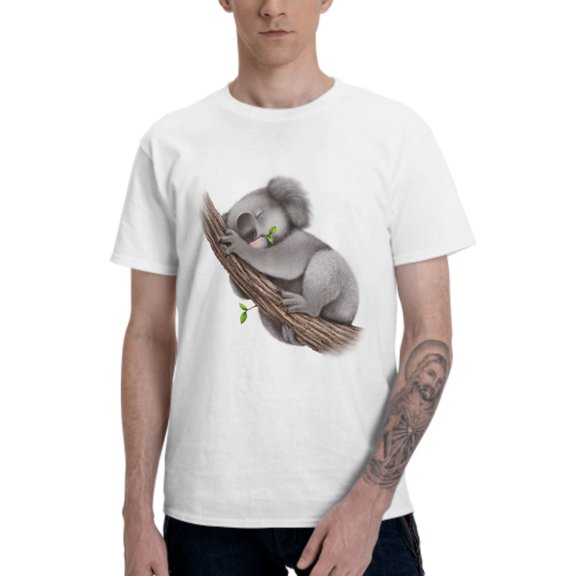 Sleeping Koala Men's T-Shirt Cotton 100% Summer Tops Fashion Casual Sleeping Koala Short Sleeves for Men Women Round Collar Top Tees