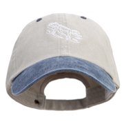Sleeping Lizard Embroidered Pigment Dyed Wash Caps - Beige Navy OSFM