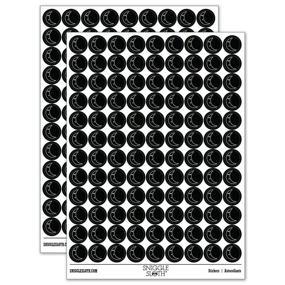 Sleeping Moon 200+ Round Stickers - Black - Gloss Finish - 0.50" Size