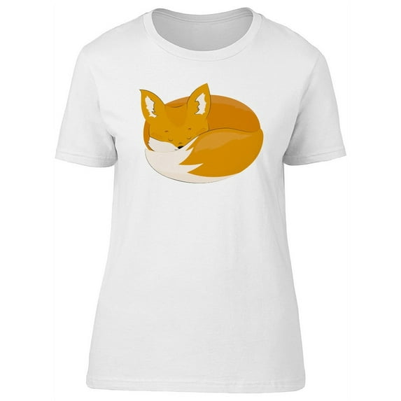 Sleeping Orange Cartoon Fox T-Shirt Women -Image by Shutterstock, Female Large