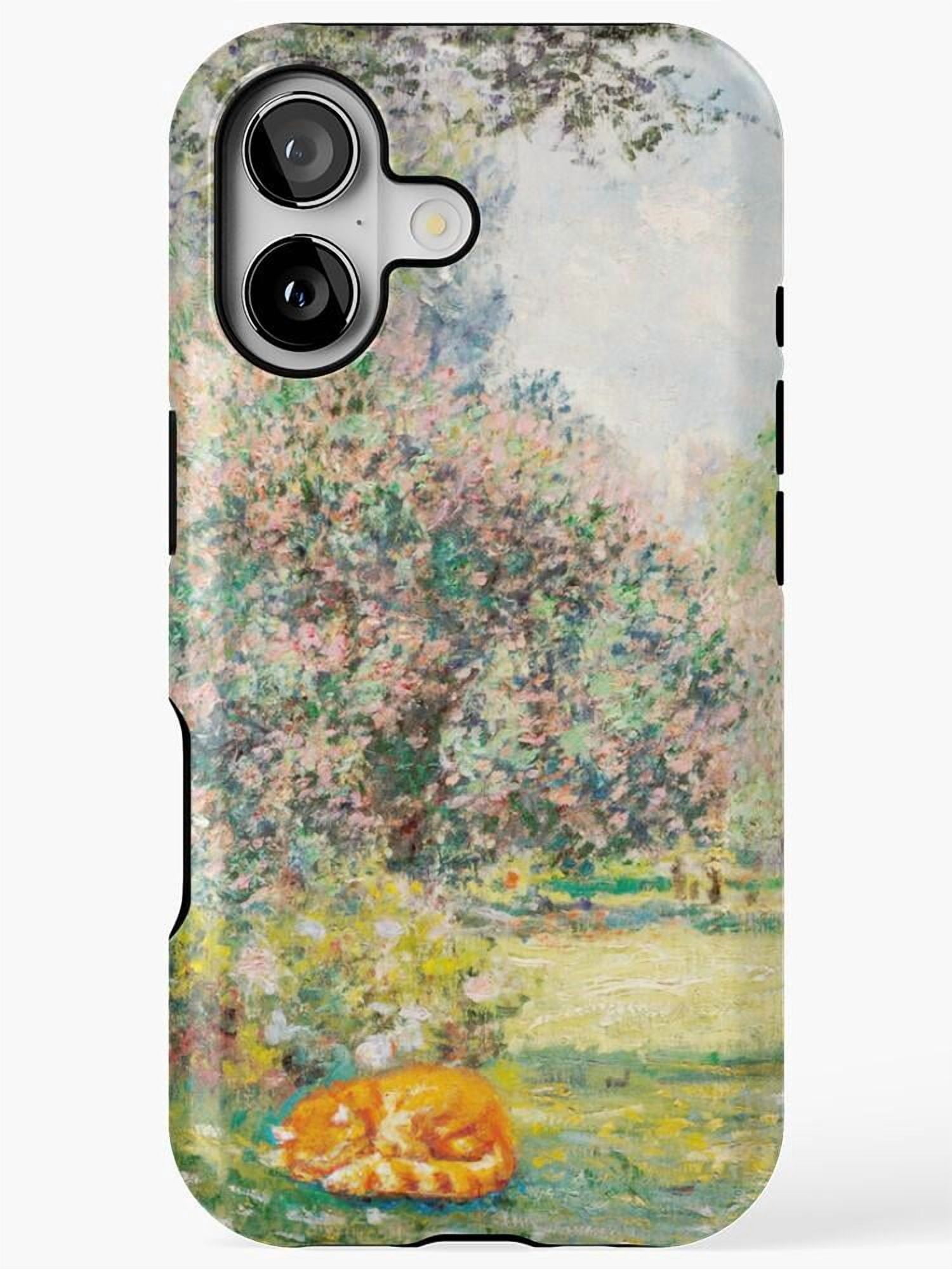 Model 490 Sleeping Orange Cat and Flower Garden Tough Phone Case, Polycarbonate ...