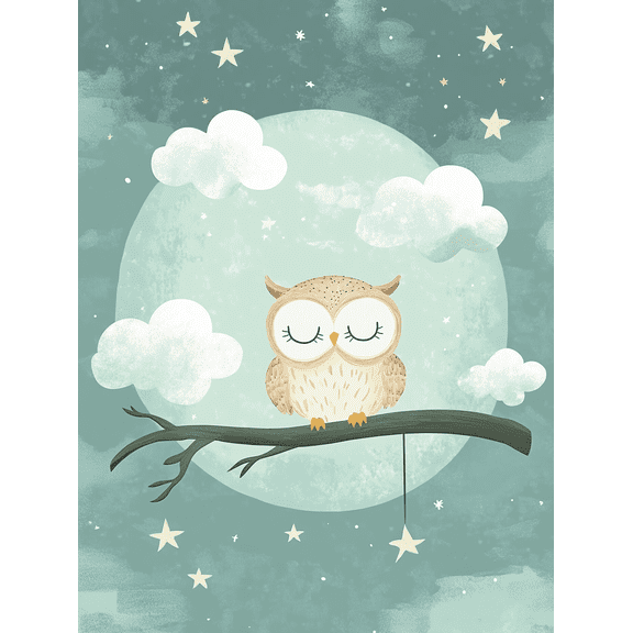 Sleeping Owl Canvas Print/Wall Art Suitable for Bedroom Decor Living Room Decor Nursery Decor Bathroom Decor and Office Decor.