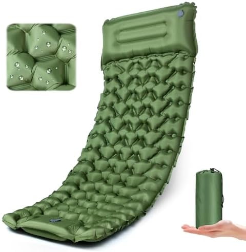 HiiPeak Ultralight Inflatable Sleeping Pad, Camping Air Mattress Bed With Pillow & Foot Press Connectable For Camping Hiking Fishing Backpacking - View #7