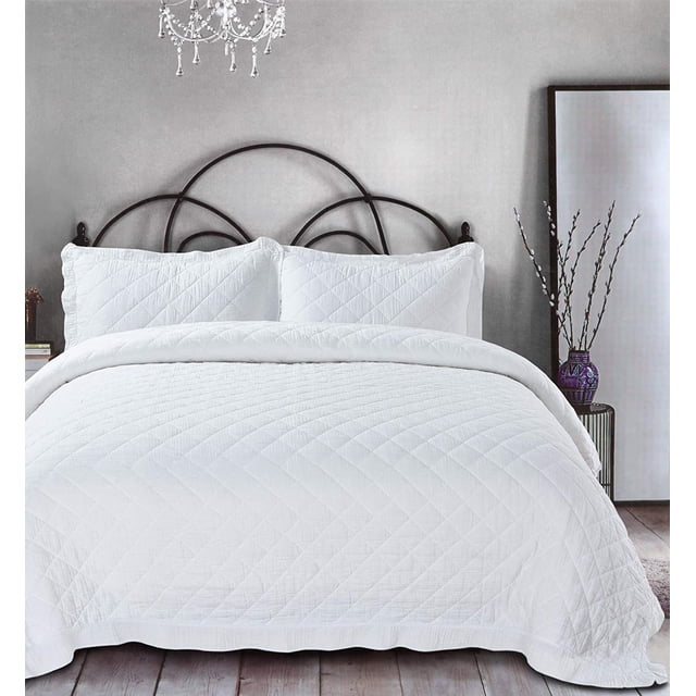 Sleeping Partners 100 Cotton Gauze Quilt Set With Ruffle Trim & 2 Matching Shams, Full/Queen