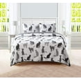 thumbnail image 1 of Sleeping Partners Kitty Cat Pompom Trimmed Quilt and Pillow Shams, 3 Piece Set, Grey, Full/Queen, 1 of 2