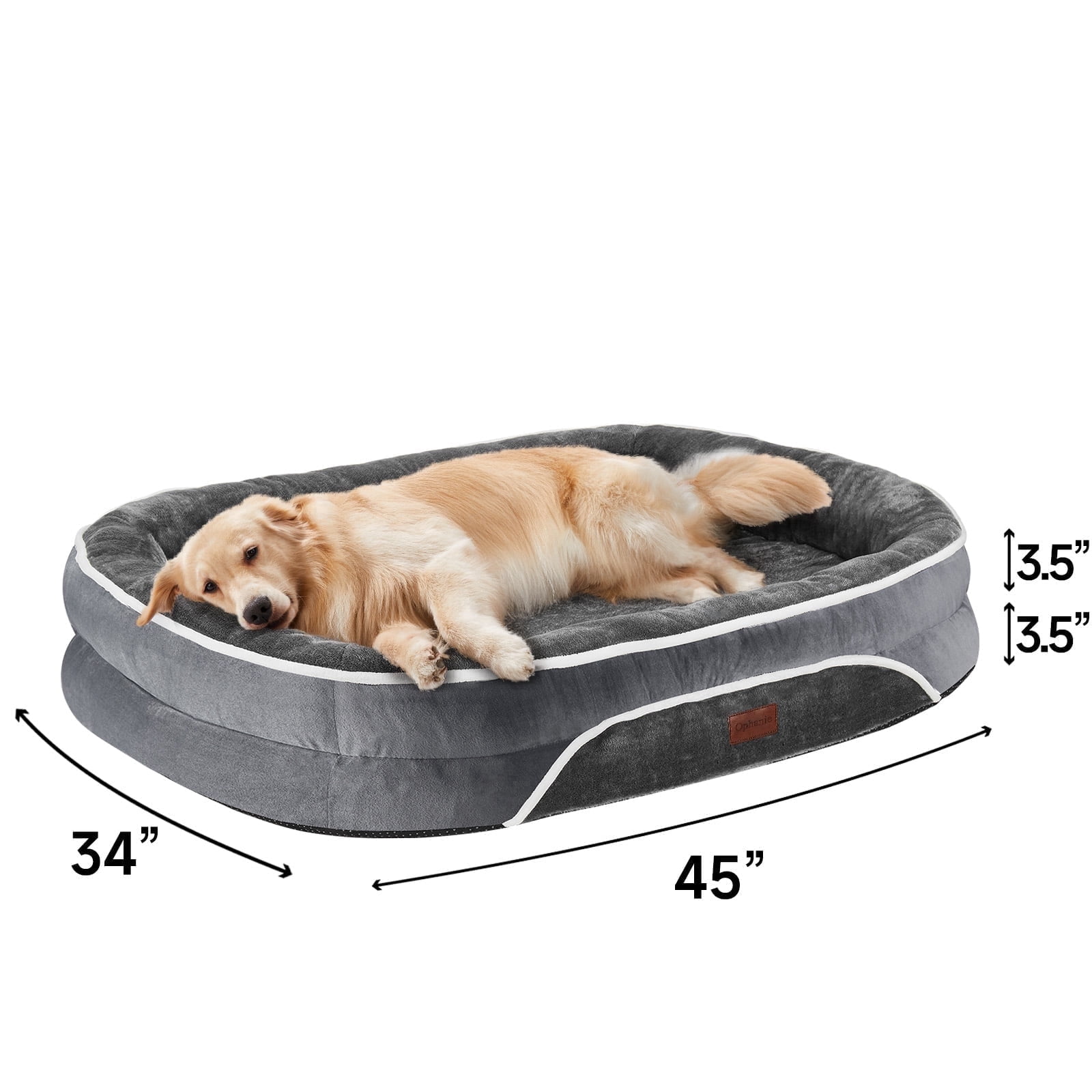 Ophanie Gray Luxury Sofa-Style Pet Orthopedic Bed for Large Dogs