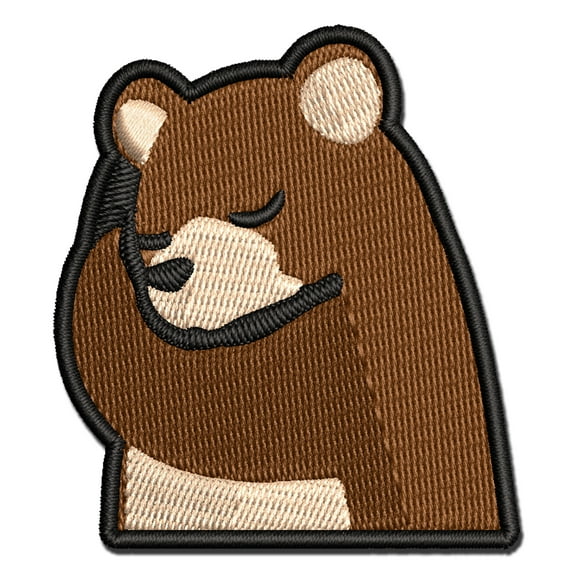 Sleeping Pocket Bear Applique Multi-Color Embroidered Iron-On Patch - 2.0 Inch Mini