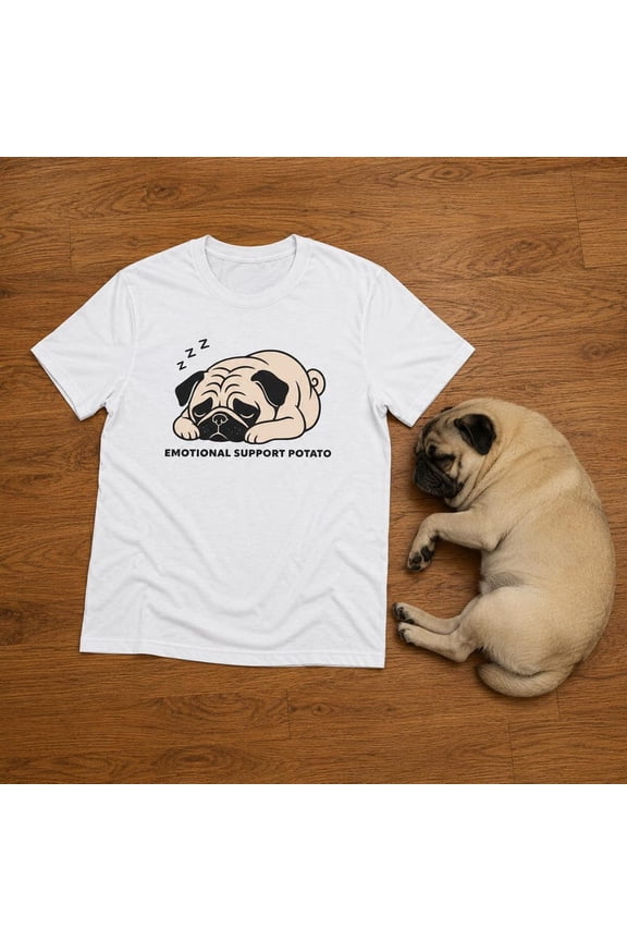 Sleeping Pug Shirt, Cute Cartoon Pug Dog T-Shirt, Pug Mom Gift Graphic Tee for Pug Owners