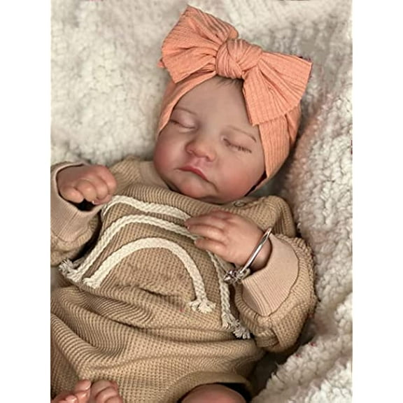 Sleeping Reborn Baby Dolls Girl - 19 inch Vinyl Full Body Lifelike Realistic-Newborn Handmade Real Life Baby Dolls with Complete Accessories Perfect for Cuddling, Playtime, and Gift Giving